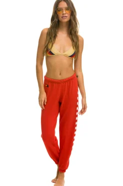 Sweatpants | Aviator Nation CHECK LEG SWEATPANTS - RED // WHITE RED//WHITE