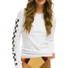 Tees | Aviator Nation CHECK SLEEVE THERMAL - WHITE