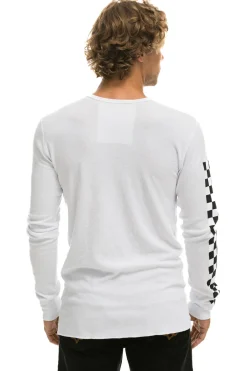 Tees | Aviator Nation CHECK SLEEVE THERMAL - WHITE
