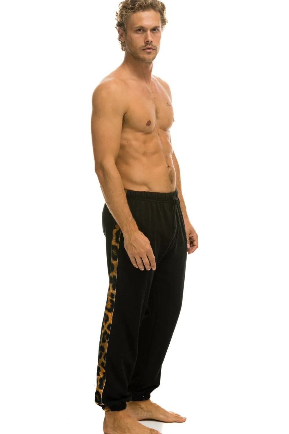 Sweatpants | Aviator Nation CHEETAH STRIPE SWEATPANTS - BLACK // CHEETAH BLACK//CHEETAH