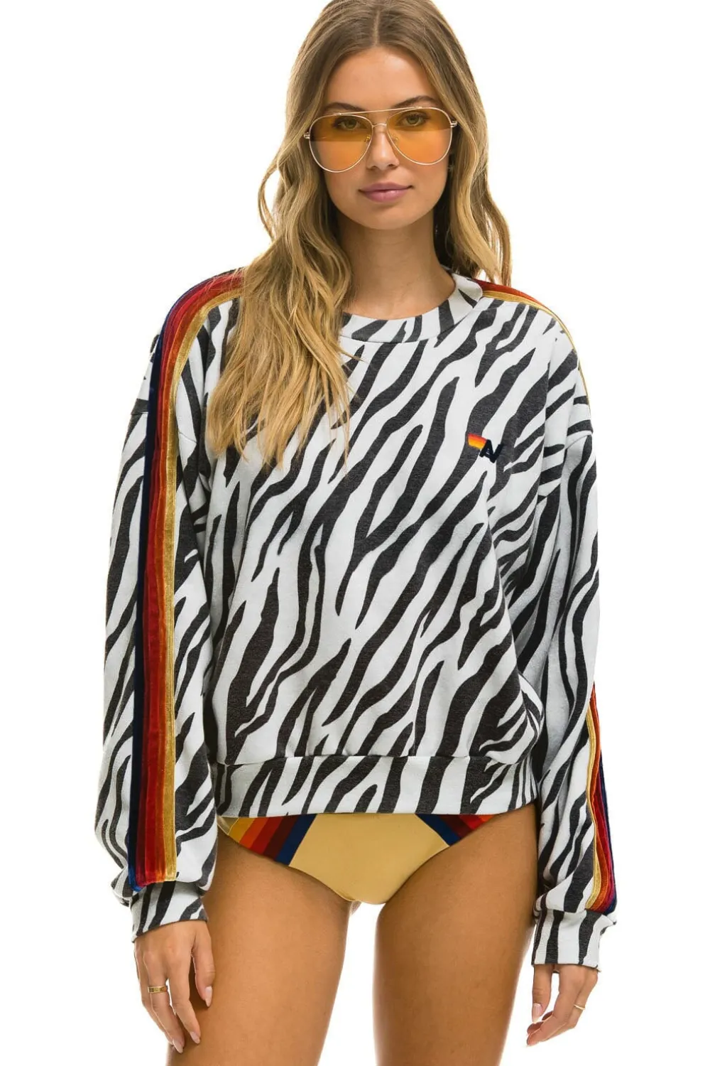 Sweatshirts | Sweatshirts | Aviator Nation CLASSIC RELAXED FIT CREW SWEATSHIRT - ZEBRA
