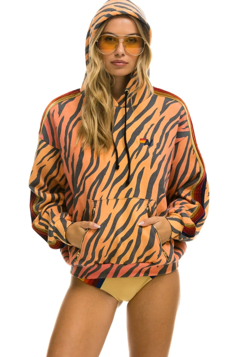 Hoodies | Hoodies | Aviator Nation CLASSIC RELAXED PULLOVER HOODIE WITH ZIPPER POCKETS - TIGER