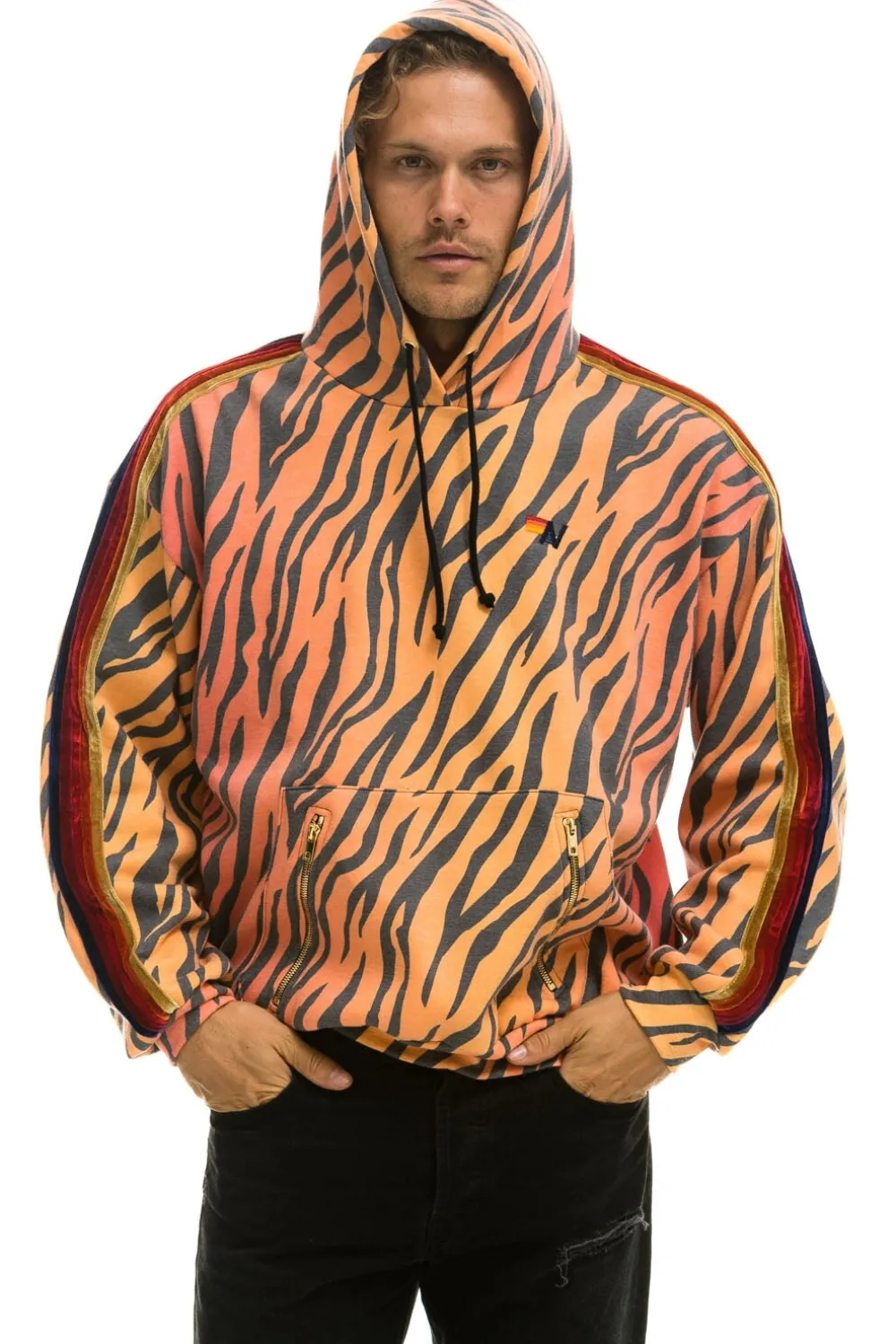 Hoodies | Hoodies | Aviator Nation CLASSIC RELAXED PULLOVER HOODIE WITH ZIPPER POCKETS - TIGER