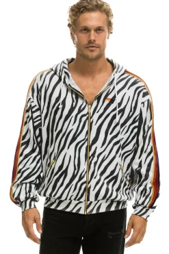 Hoodies | Hoodies | Aviator Nation CLASSIC RELAXED ZIP HOODIE WITH POCKETS - ZEBRA