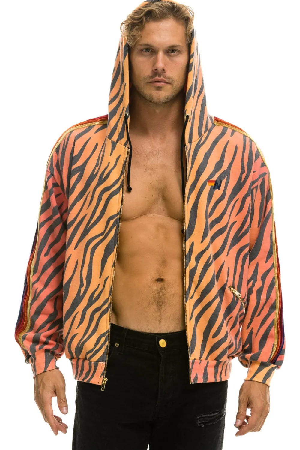 Hoodies | Hoodies | Aviator Nation CLASSIC RELAXED ZIP HOODIE WITH POCKETS - TIGER