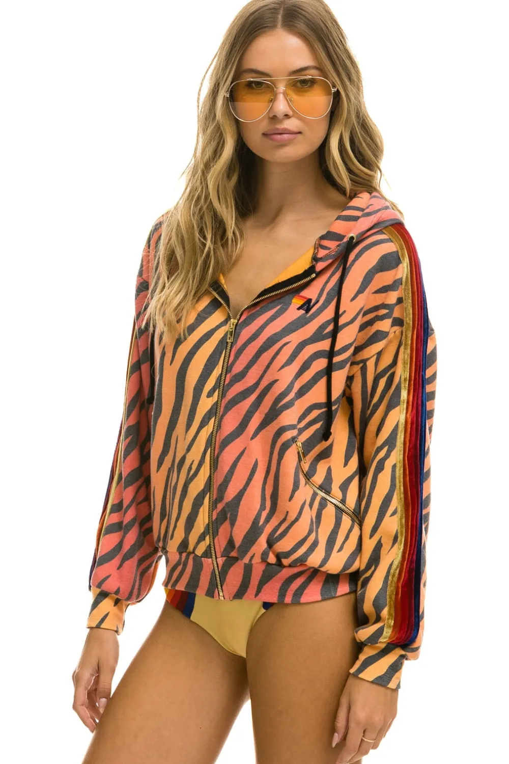 Hoodies | Hoodies | Aviator Nation CLASSIC RELAXED ZIP HOODIE WITH POCKETS - TIGER