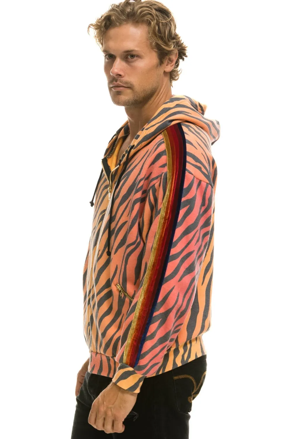 Hoodies | Hoodies | Aviator Nation CLASSIC RELAXED ZIP HOODIE WITH POCKETS - TIGER