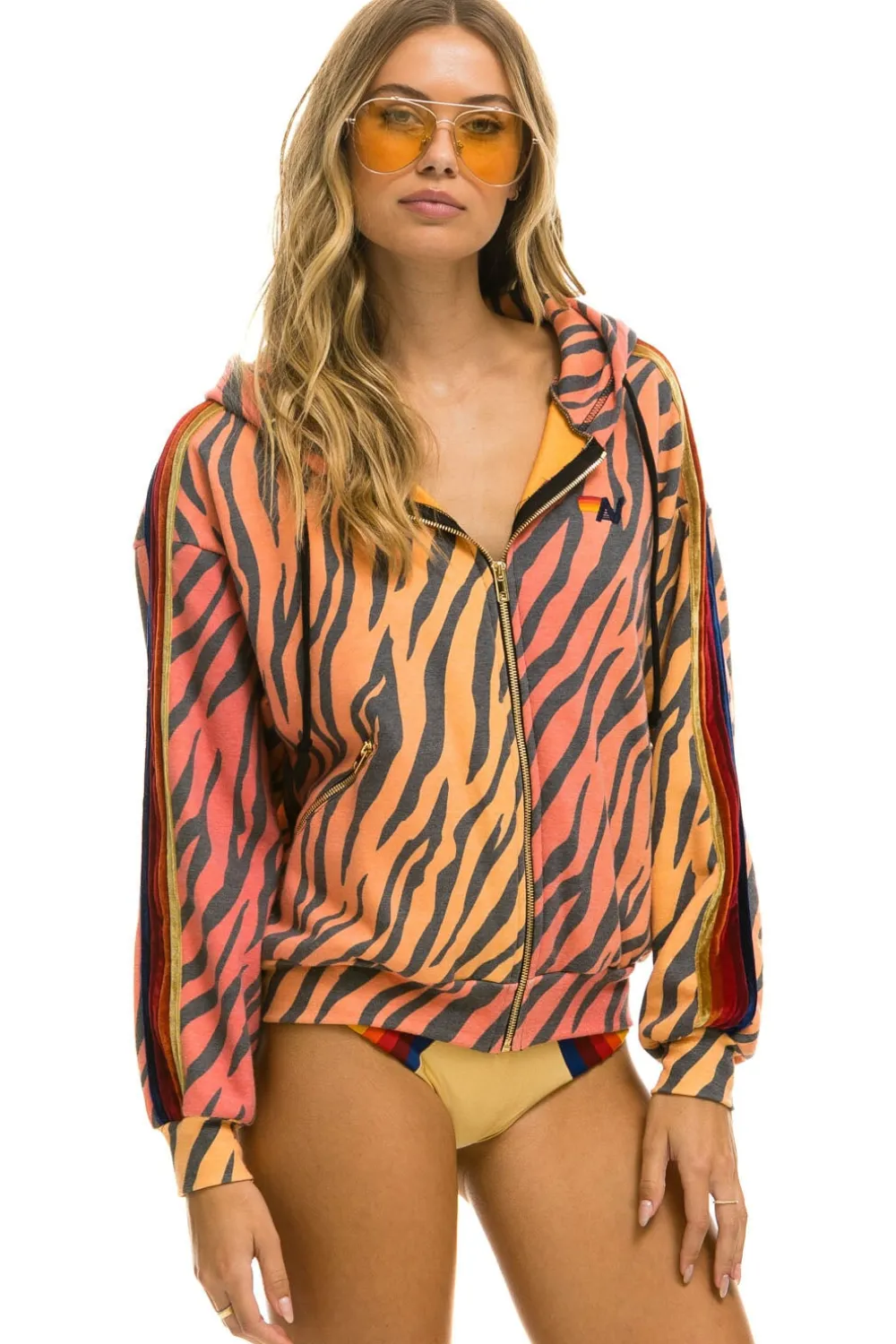 Hoodies | Hoodies | Aviator Nation CLASSIC RELAXED ZIP HOODIE WITH POCKETS - TIGER