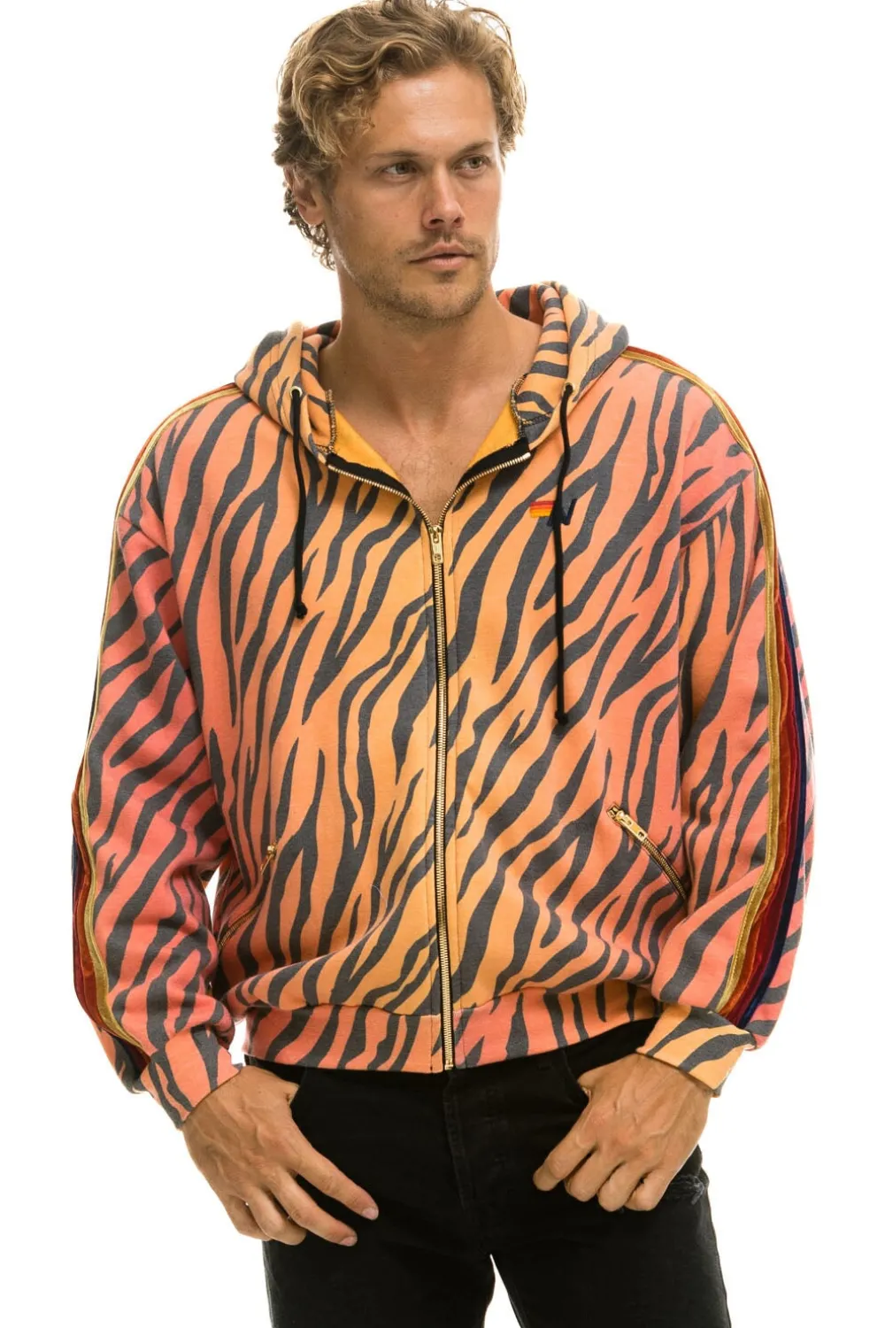 Hoodies | Hoodies | Aviator Nation CLASSIC RELAXED ZIP HOODIE WITH POCKETS - TIGER