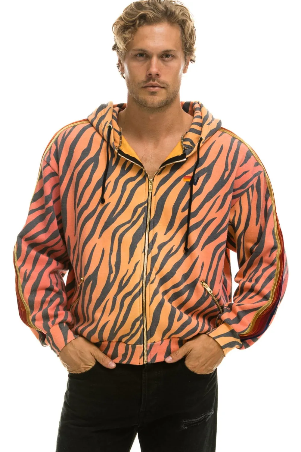 Hoodies | Hoodies | Aviator Nation CLASSIC RELAXED ZIP HOODIE WITH POCKETS - TIGER