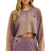 Sweatshirts | Aviator Nation CLASSIC STRIPE CROPPED CREW SWEATSHIRT RELAXED - FADED MOCHA FADEDMOCHA