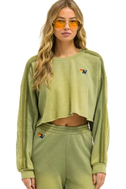 Sweatshirts | Aviator Nation CLASSIC STRIPE CROPPED CREW SWEATSHIRT RELAXED - FADED ARMY FADEDARMY