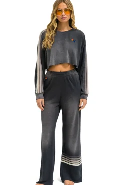 Sweatshirts | Aviator Nation CLASSIC STRIPE CROPPED CREW SWEATSHIRT RELAXED - FADED SMOKE FADEDSMOKE