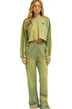 Sweatshirts | Aviator Nation CLASSIC STRIPE CROPPED CREW SWEATSHIRT RELAXED - FADED ARMY FADEDARMY