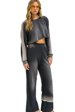 Sweatshirts | Aviator Nation CLASSIC STRIPE CROPPED CREW SWEATSHIRT RELAXED - FADED SMOKE FADEDSMOKE