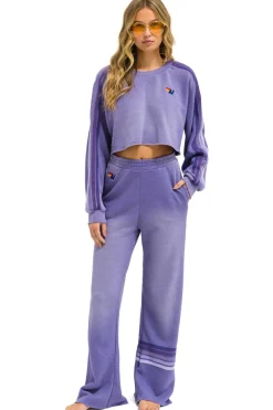 Sweatshirts | Aviator Nation CLASSIC STRIPE CROPPED CREW SWEATSHIRT RELAXED - FADED GRAPE FADEDGRAPE