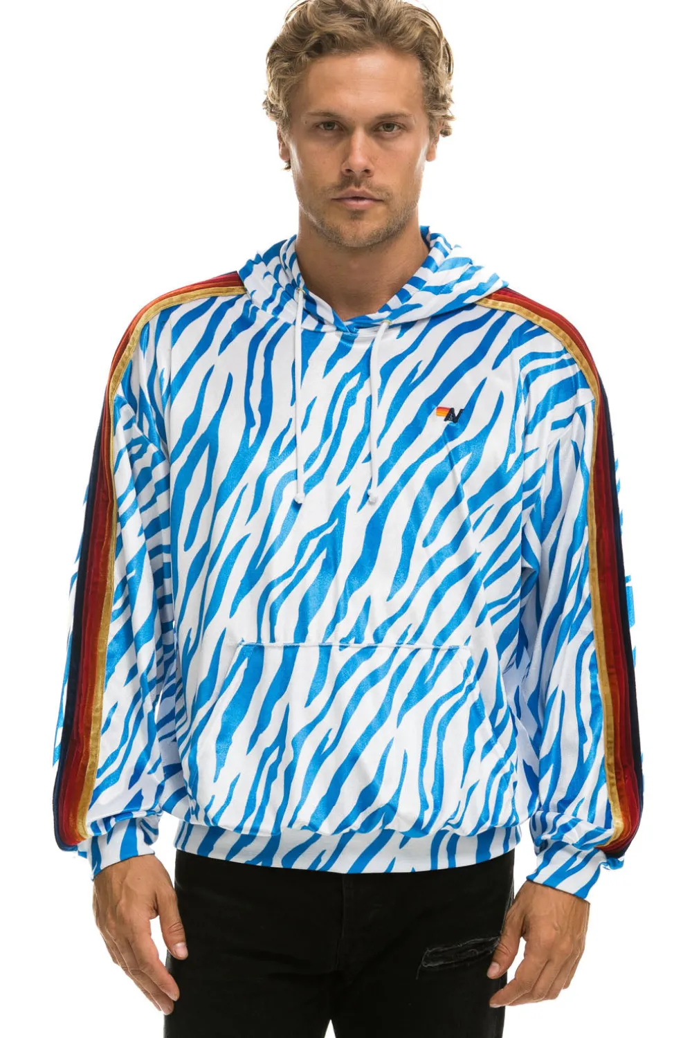 Hoodies | Hoodies | Aviator Nation CLASSIC VELVET RELAXED PULLOVER HOODIE - BLUE TIGER BLUETIGER
