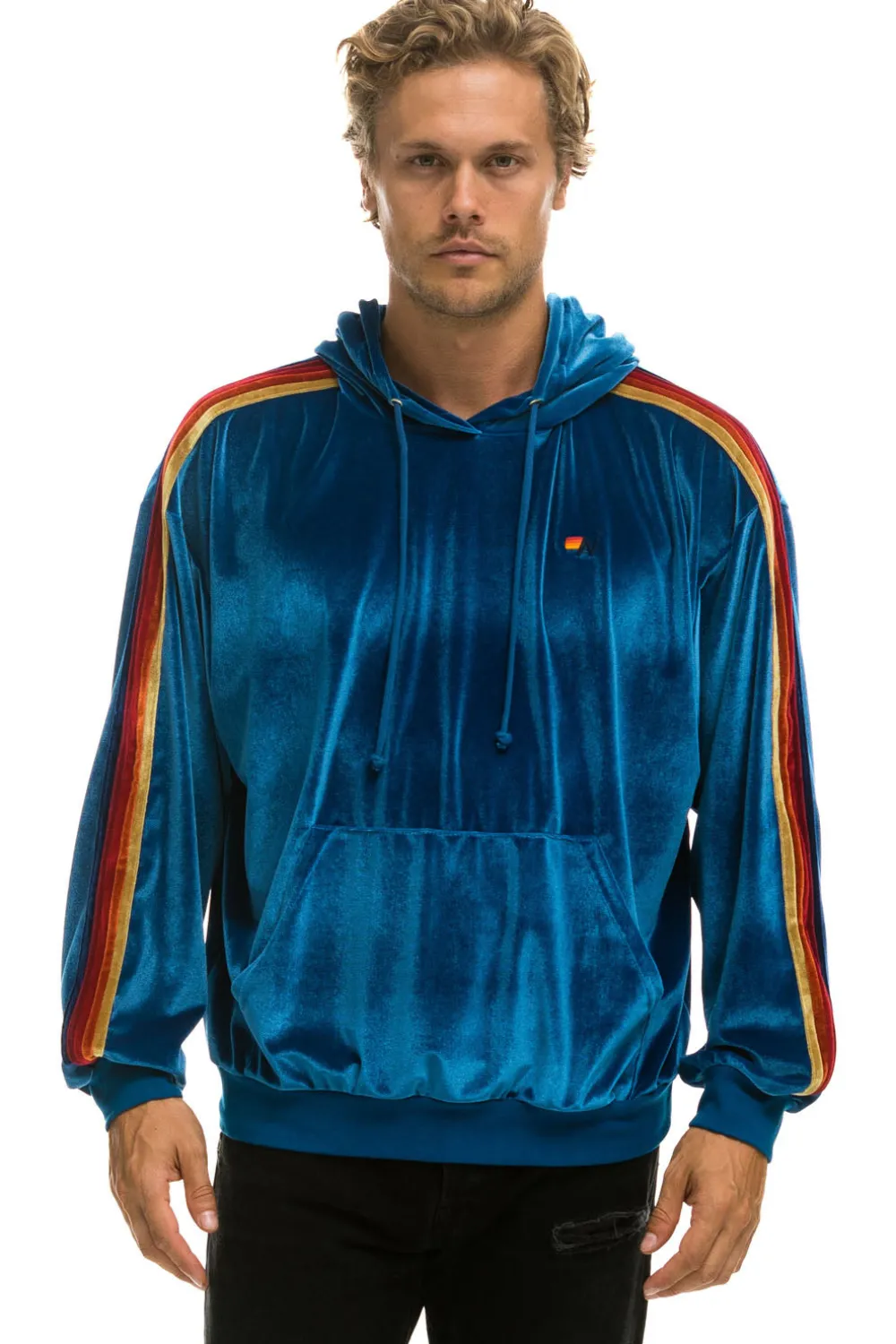 Hoodies | Hoodies | Aviator Nation CLASSIC VELVET RELAXED PULLOVER HOODIE - VINTAGE BLUE VINTAGEBLUE