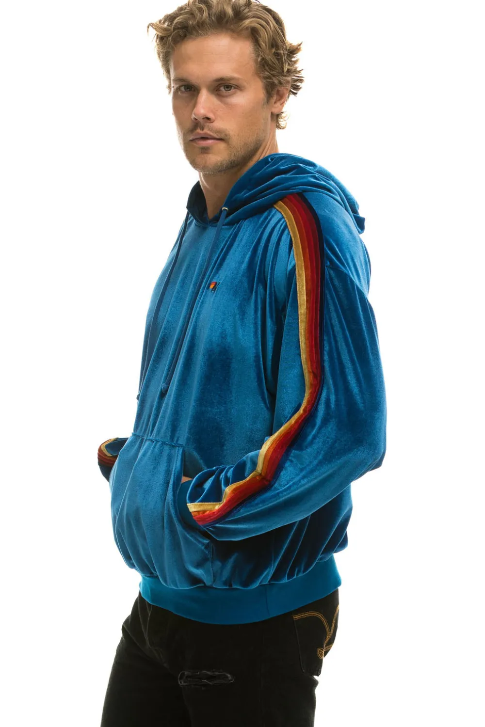 Hoodies | Hoodies | Aviator Nation CLASSIC VELVET RELAXED PULLOVER HOODIE - VINTAGE BLUE VINTAGEBLUE