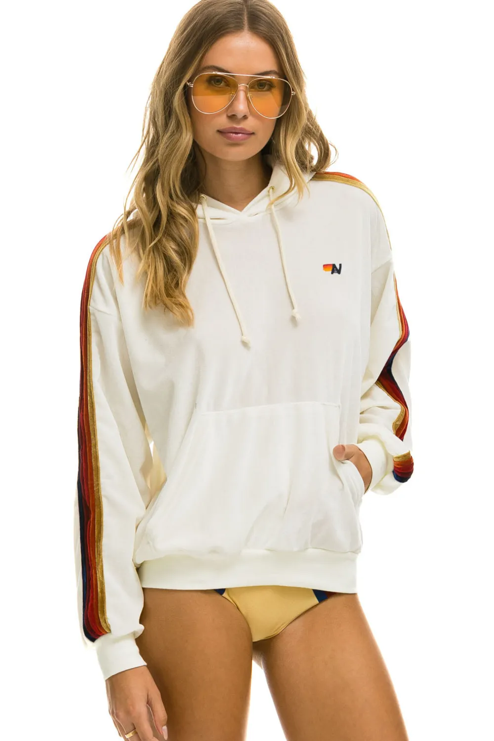 Hoodies | Hoodies | Aviator Nation CLASSIC VELVET RELAXED PULLOVER HOODIE - WHITE
