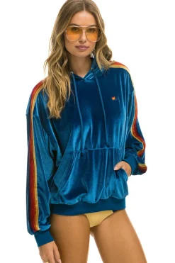 Hoodies | Hoodies | Aviator Nation CLASSIC VELVET RELAXED PULLOVER HOODIE - VINTAGE BLUE VINTAGEBLUE