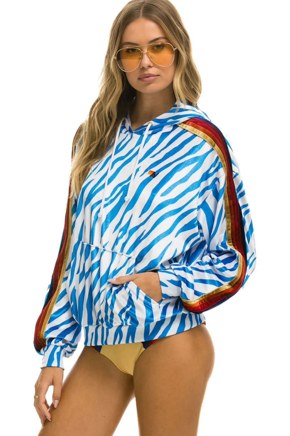 Hoodies | Hoodies | Aviator Nation CLASSIC VELVET RELAXED PULLOVER HOODIE - BLUE TIGER BLUETIGER