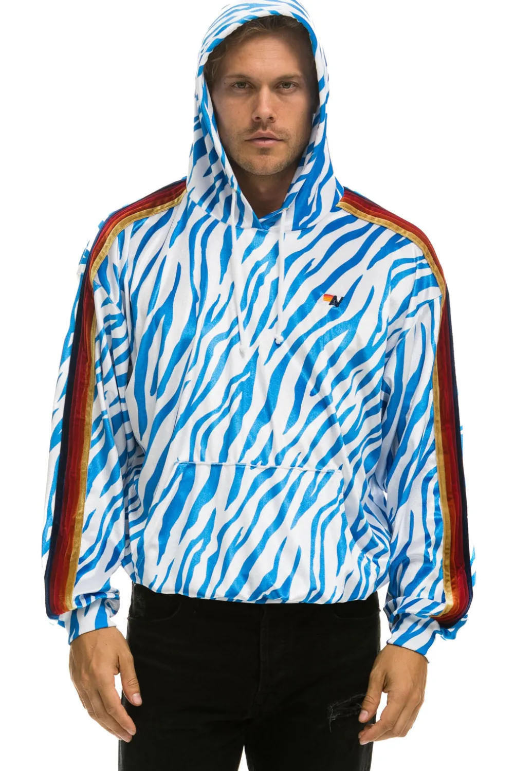 Hoodies | Hoodies | Aviator Nation CLASSIC VELVET RELAXED PULLOVER HOODIE - BLUE TIGER BLUETIGER