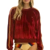 Sweatshirts | Sweatshirts | Aviator Nation CLASSIC VELVET RELAXED SWEATSHIRT - RED