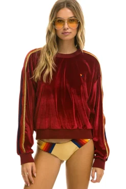 Sweatshirts | Sweatshirts | Aviator Nation CLASSIC VELVET RELAXED SWEATSHIRT - RED