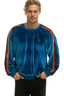 Sweatshirts | Sweatshirts | Aviator Nation CLASSIC VELVET RELAXED SWEATSHIRT - VINTAGE BLUE VINTAGEBLUE