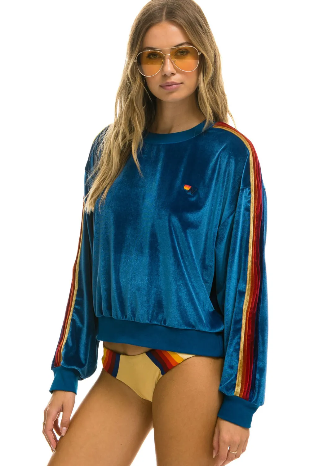 Sweatshirts | Sweatshirts | Aviator Nation CLASSIC VELVET RELAXED SWEATSHIRT - VINTAGE BLUE VINTAGEBLUE