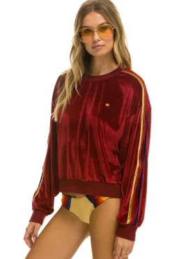Sweatshirts | Sweatshirts | Aviator Nation CLASSIC VELVET RELAXED SWEATSHIRT - RED