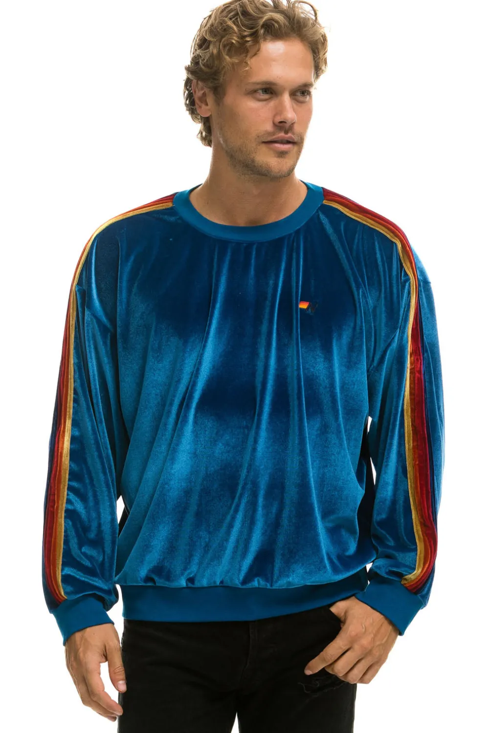 Sweatshirts | Sweatshirts | Aviator Nation CLASSIC VELVET RELAXED SWEATSHIRT - VINTAGE BLUE VINTAGEBLUE