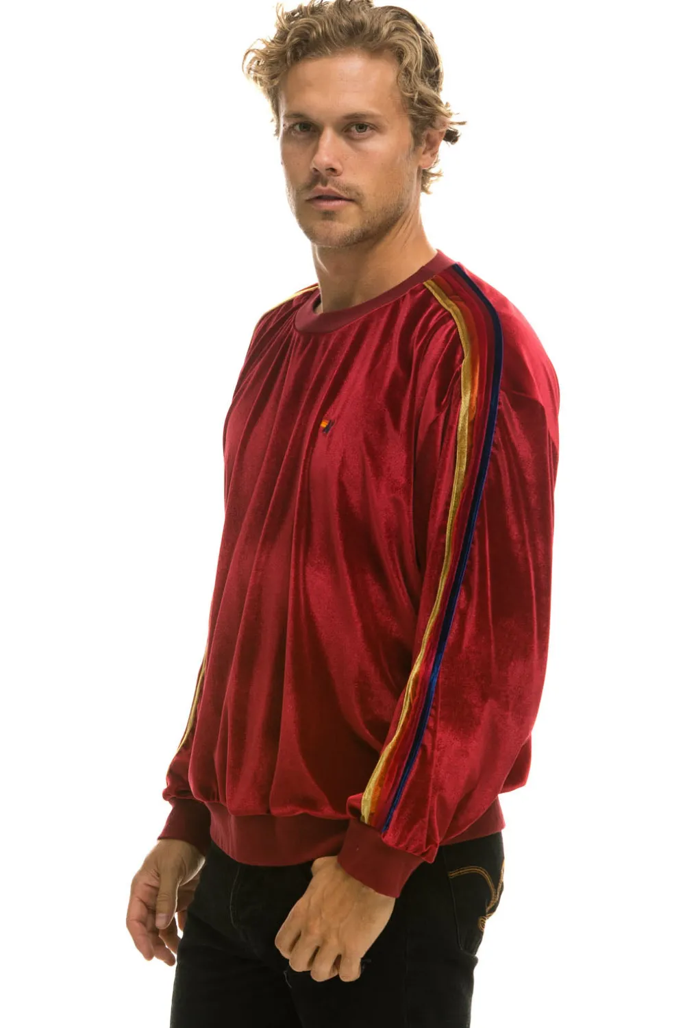 Sweatshirts | Sweatshirts | Aviator Nation CLASSIC VELVET RELAXED SWEATSHIRT - RED