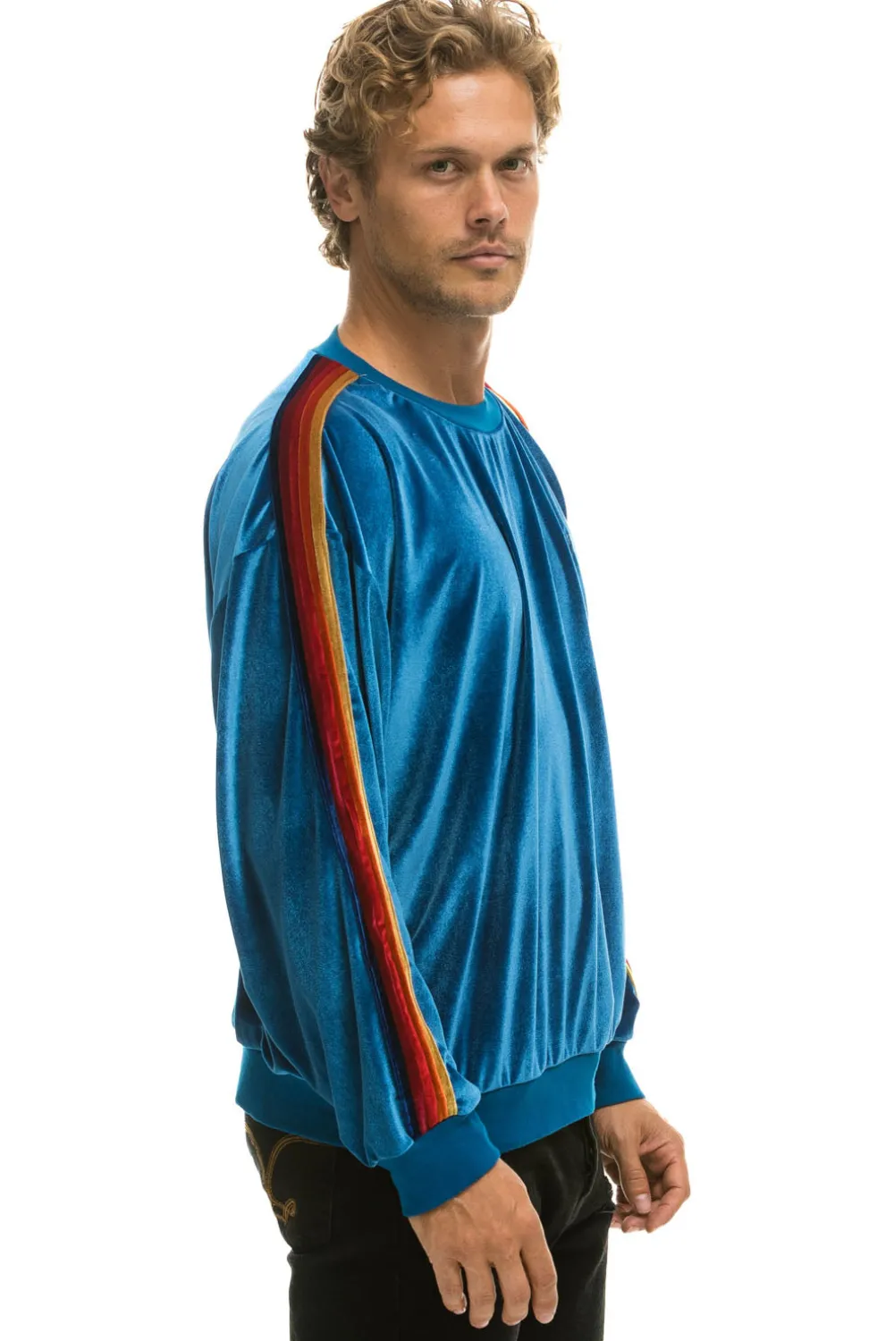 Sweatshirts | Sweatshirts | Aviator Nation CLASSIC VELVET RELAXED SWEATSHIRT - VINTAGE BLUE VINTAGEBLUE