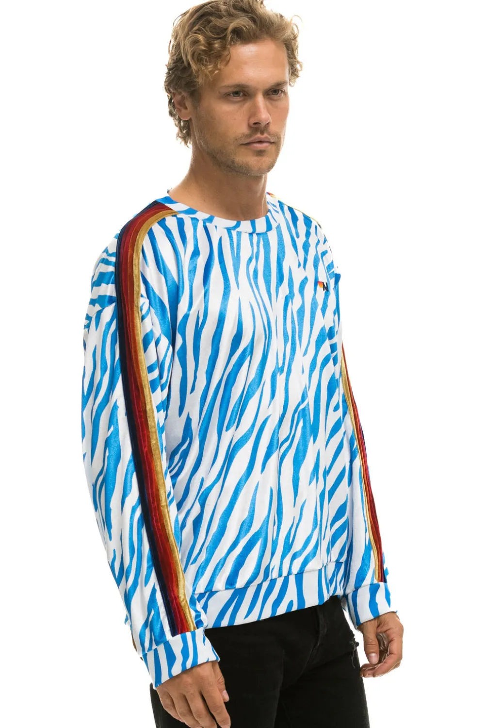 Sweatshirts | Sweatshirts | Aviator Nation CLASSIC VELVET RELAXED SWEATSHIRT - BLUE TIGER BLUETIGER