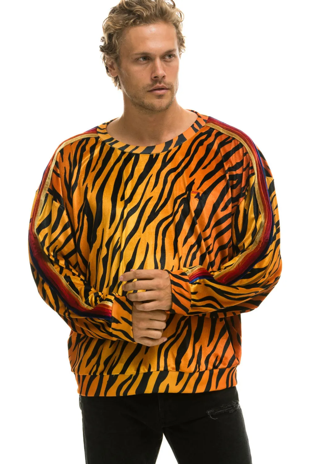 Sweatshirts | Sweatshirts | Aviator Nation CLASSIC VELVET RELAXED SWEATSHIRT - TIGER
