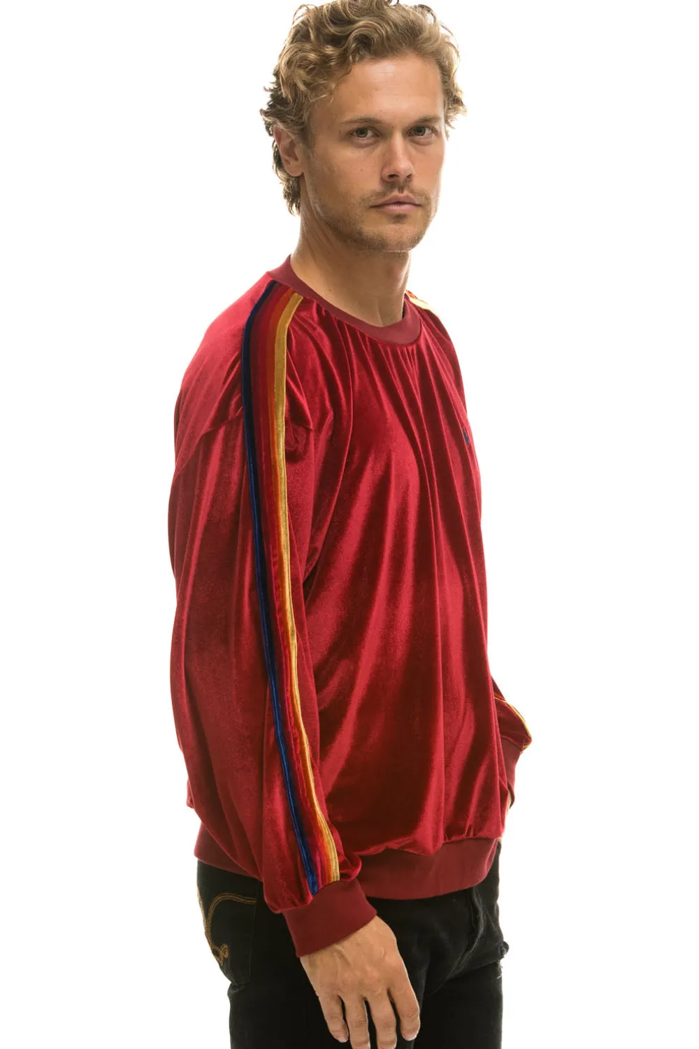 Sweatshirts | Sweatshirts | Aviator Nation CLASSIC VELVET RELAXED SWEATSHIRT - RED