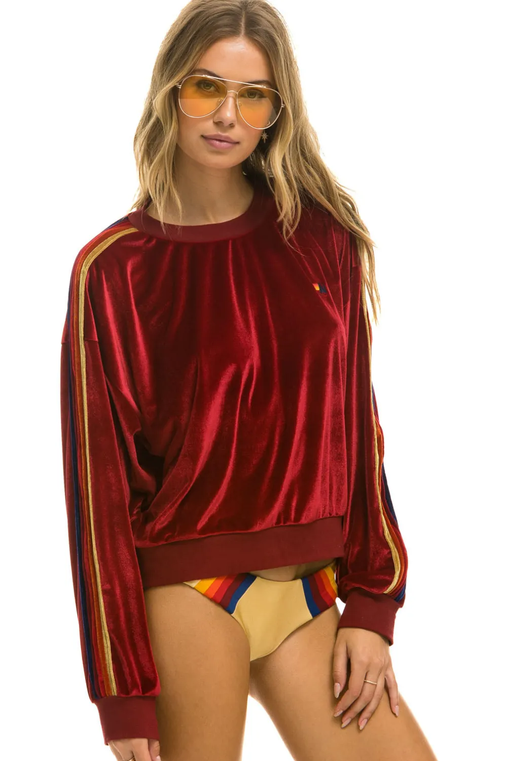 Sweatshirts | Sweatshirts | Aviator Nation CLASSIC VELVET RELAXED SWEATSHIRT - RED