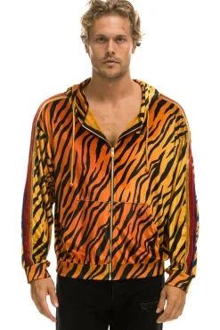 Hoodies | Hoodies | Aviator Nation CLASSIC VELVET RELAXED ZIP HOODIE - TIGER