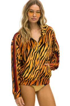 Hoodies | Hoodies | Aviator Nation CLASSIC VELVET RELAXED ZIP HOODIE - TIGER