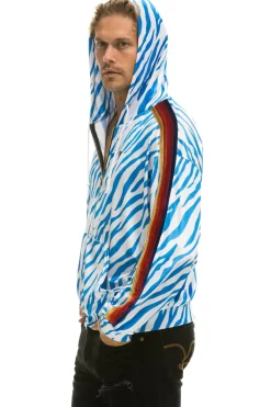 Hoodies | Hoodies | Aviator Nation CLASSIC VELVET RELAXED ZIP HOODIE - BLUE TIGER BLUETIGER