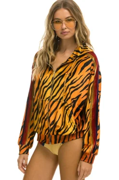 Hoodies | Hoodies | Aviator Nation CLASSIC VELVET RELAXED ZIP HOODIE - TIGER