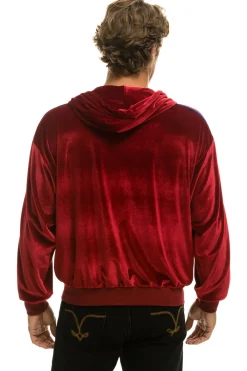 Hoodies | Hoodies | Aviator Nation CLASSIC VELVET RELAXED ZIP HOODIE - RED