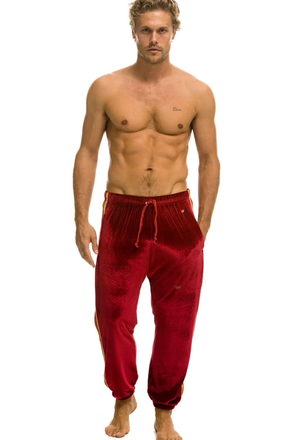 Sweatpants | Aviator Nation CLASSIC VELVET SWEATPANTS - RED