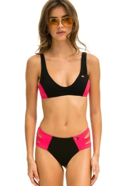 Swim Tops | Aviator Nation COLOR BLOCK BRALETTE BIKINI TOP - BLACK // RED BLACK//RED