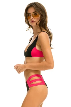 Swim Tops | Aviator Nation COLOR BLOCK BRALETTE BIKINI TOP - BLACK // RED BLACK//RED