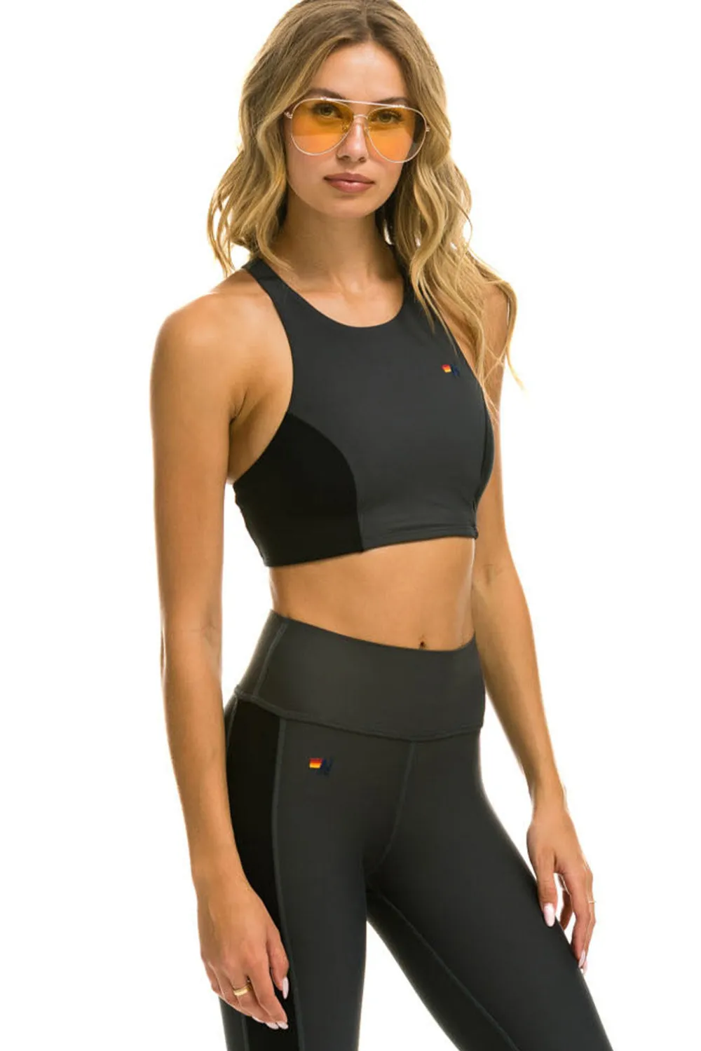 Activewear | Activewear | Aviator Nation COLOR BLOCK RACER SPORTS BRA - TITANIUM