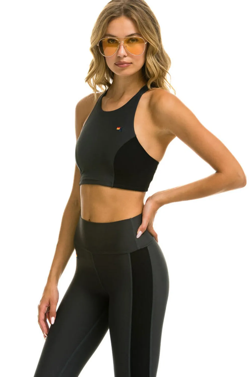 Activewear | Activewear | Aviator Nation COLOR BLOCK RACER SPORTS BRA - TITANIUM