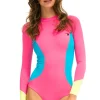 Swim Bottoms | Aviator Nation COLOR BLOCK SURF SUIT - HOT CORAL HOTCORAL